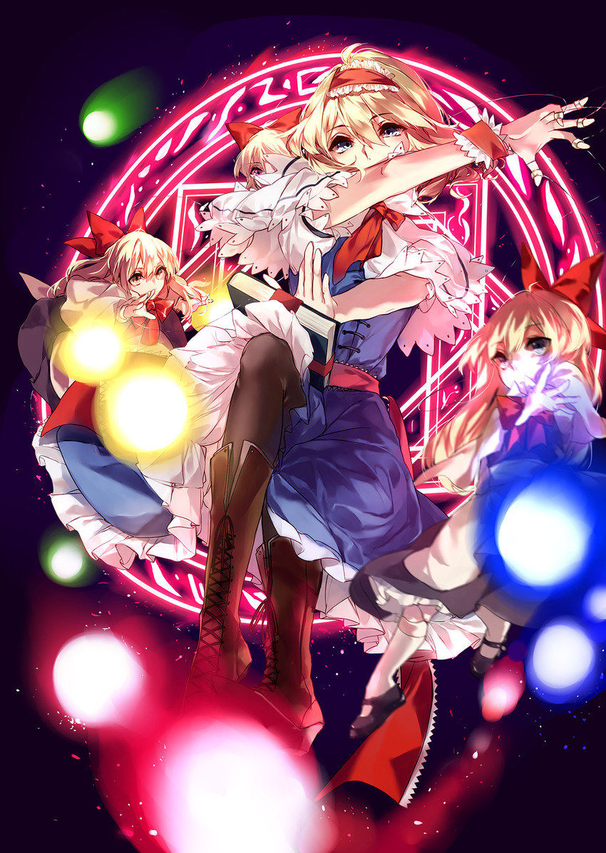 alice margatroid, shanghai doll, and hourai doll (touhou) drawn by hug_(yourhug)