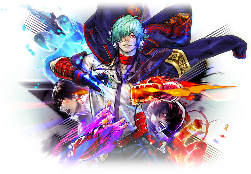 yagami iori, kusanagi kyou, and shun'ei (the king of fighters and 2 more) drawn by hiroaki_(kof)