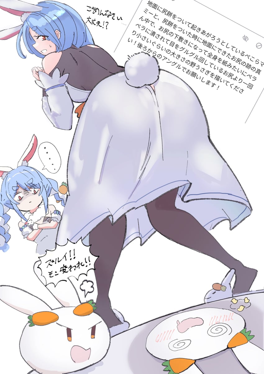 usada pekora, pekomama, and pekomon (hololive) drawn by roya_(roya247)