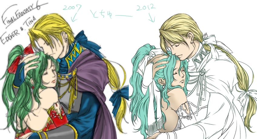 terra branford and edgar roni figaro (final fantasy and 1 more) drawn by 0505nao