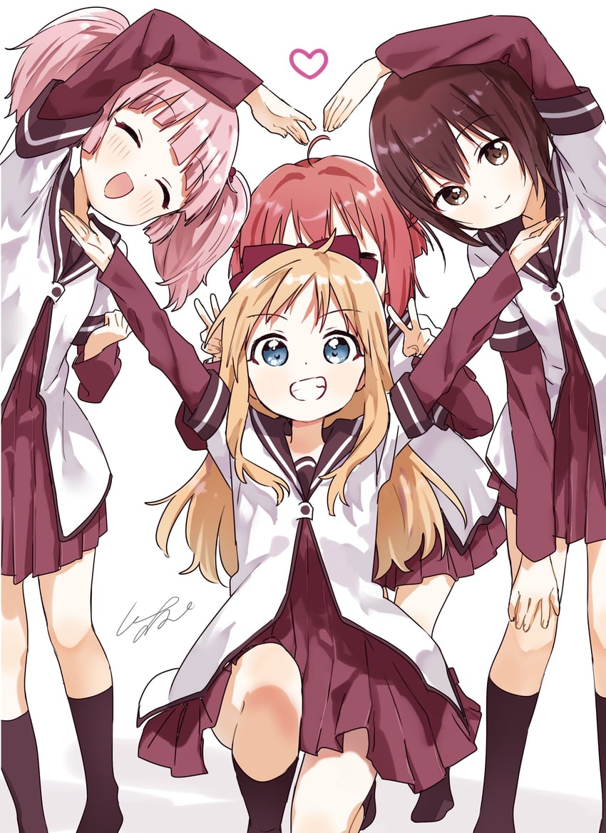 toshinou kyouko, akaza akari, funami yui, and yoshikawa chinatsu (yuruyuri) drawn by pomu_(joynet)