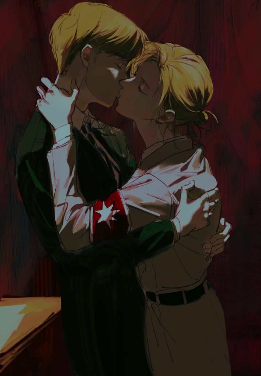armin arlert and annie leonhart (shingeki no kyojin) drawn by cctomoon