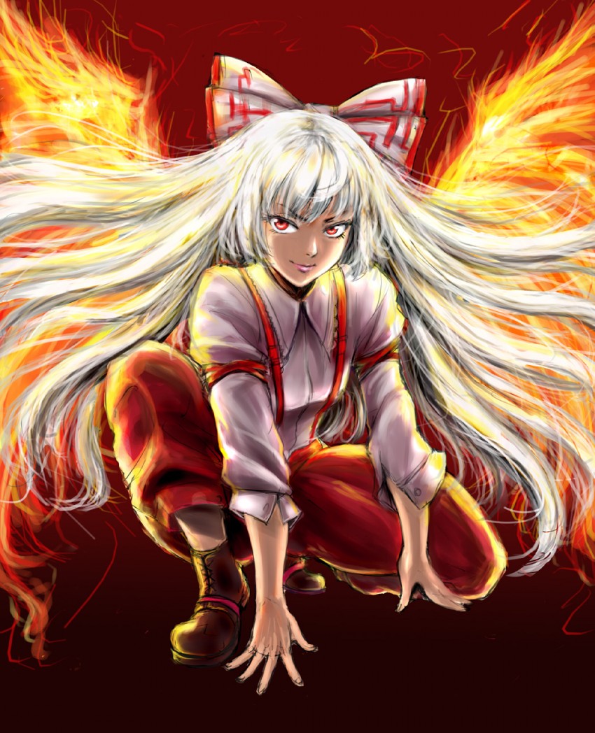 fujiwara no mokou (touhou) drawn by osakana_(denpa_yun'yun)