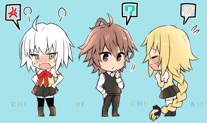 jeanne d'arc alter, jeanne d'arc, and sieg (fate and 2 more) drawn by nyorotono