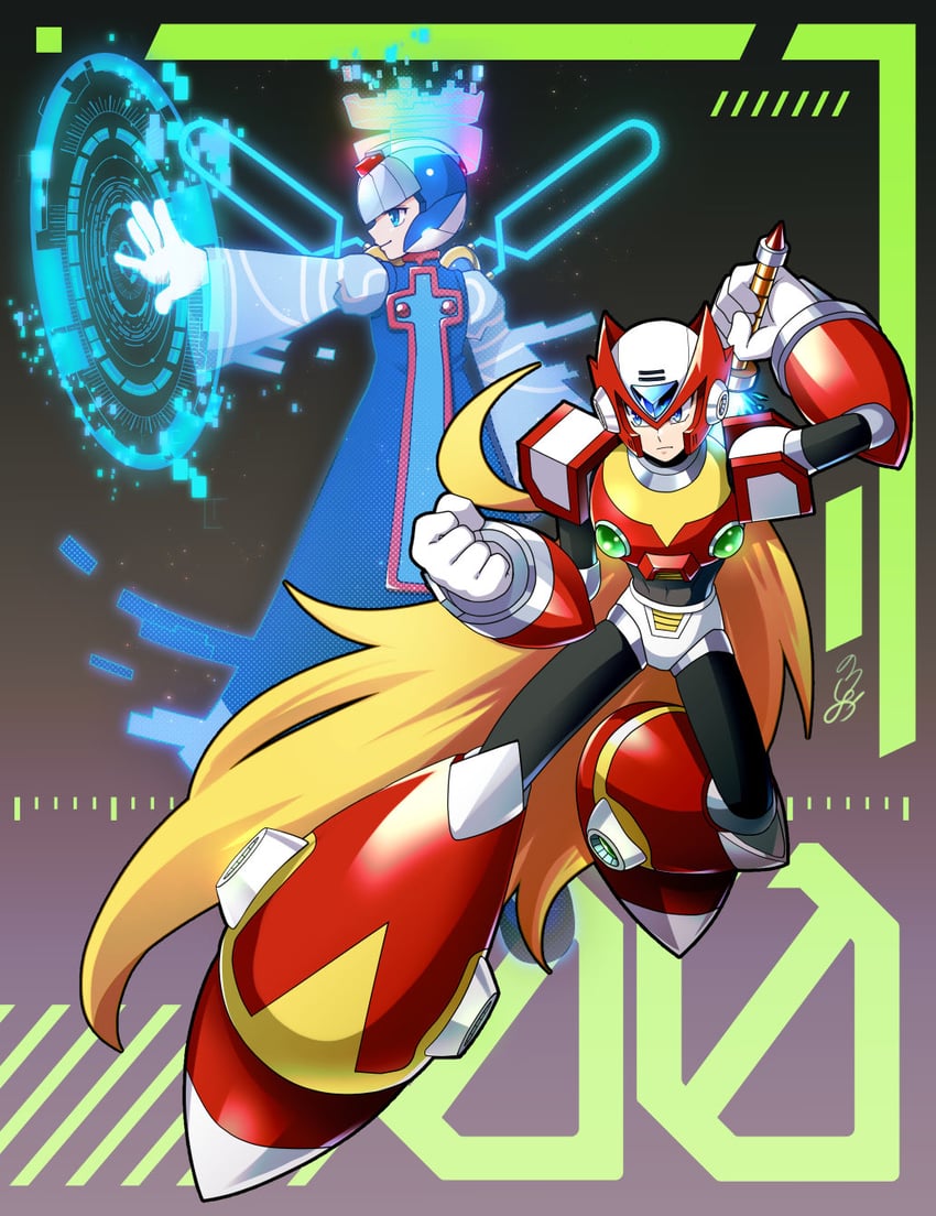 zero, x, and cyber elf x (mega man and 2 more) drawn by no-rishio