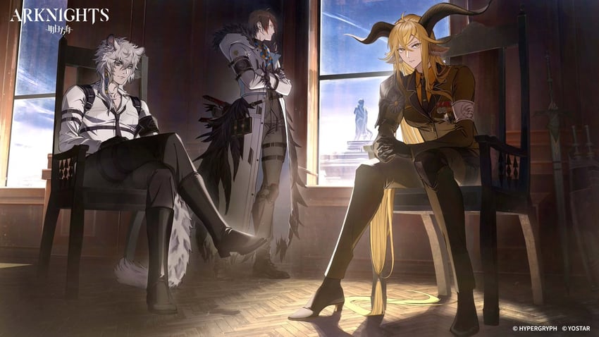 silverash, degenbrecher, and gnosis (arknights) drawn by dokurabe