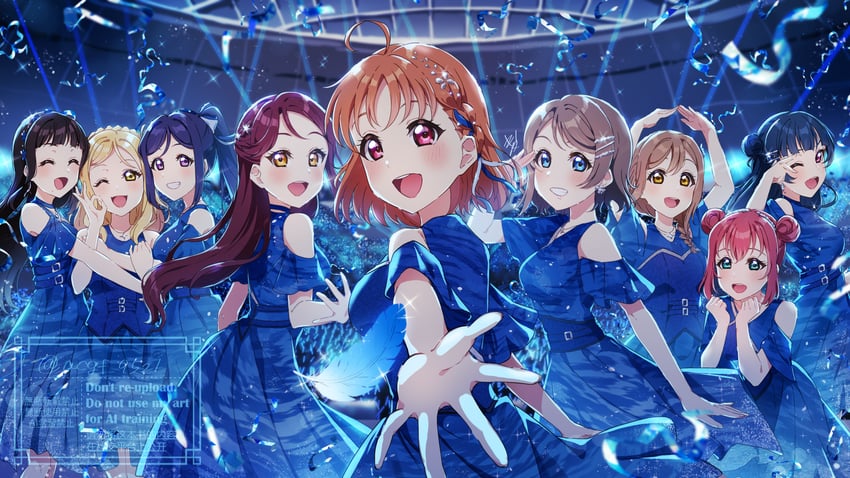 watanabe you, tsushima yoshiko, sakurauchi riko, takami chika, matsuura kanan, and 4 more (love live! and 1 more) drawn by kyaku_tasu