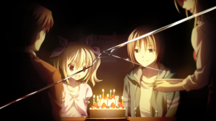 arimura hinae, arimura shingo, arimura megumi, and arimura koichiro (chaos;child) drawn by sasaki_mutsumi