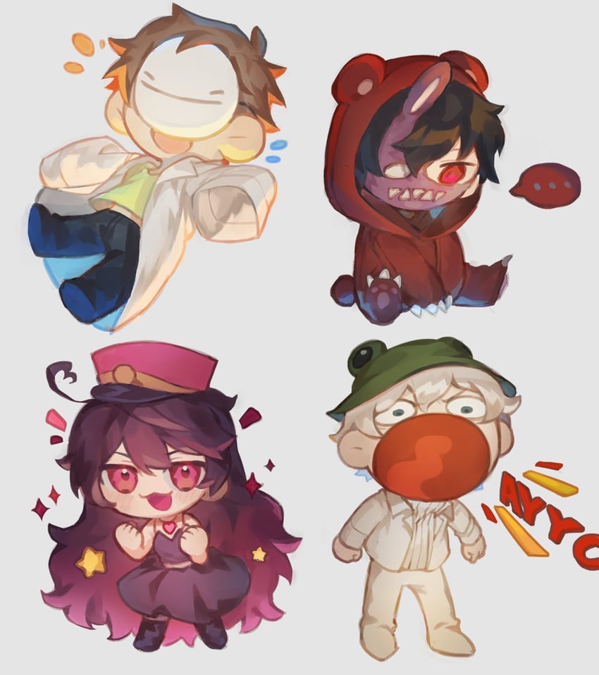 dream, vgumiho, corpse husband, and boomerna (indie virtual youtuber and 2 more) drawn by damelives