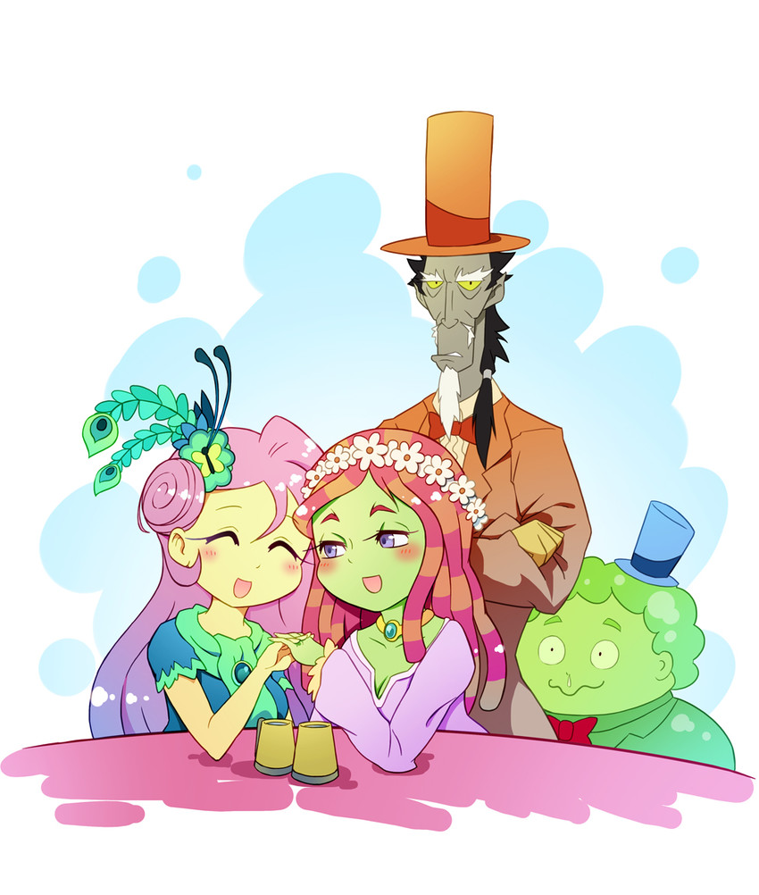 fluttershy, discord, tree hugger, and smooze (my little pony and 2 more) drawn by xin_yu_hua_yin