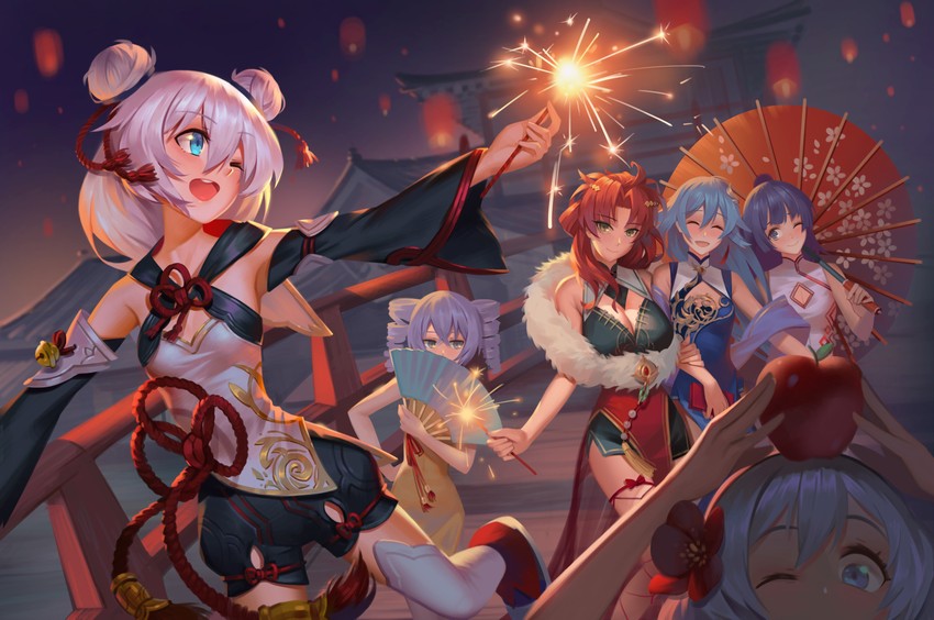 kiana kaslana, raiden mei, fu hua, bronya zaychik, theresa apocalypse, and 1 more (honkai and 1 more) drawn by steven_kn
