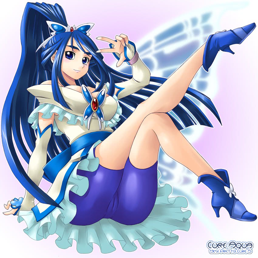 minazuki karen and cure aqua (precure and 1 more) drawn by yaso_shigeru