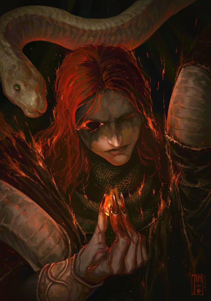 messmer the impaler and base serpent messmer (elden ring and 1 more) drawn by jinjilion