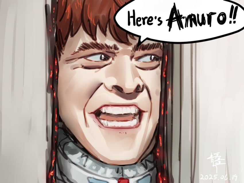 amuro ray and jack torrance (gundam and 3 more) drawn by qingmingtongzi