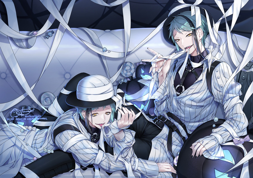 floyd leech and jade leech (twisted wonderland) drawn by mitsunari_miyako