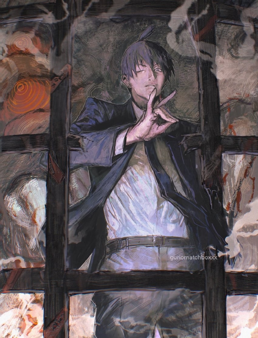 hayakawa aki and fox devil (chainsaw man) drawn by guri_otoko