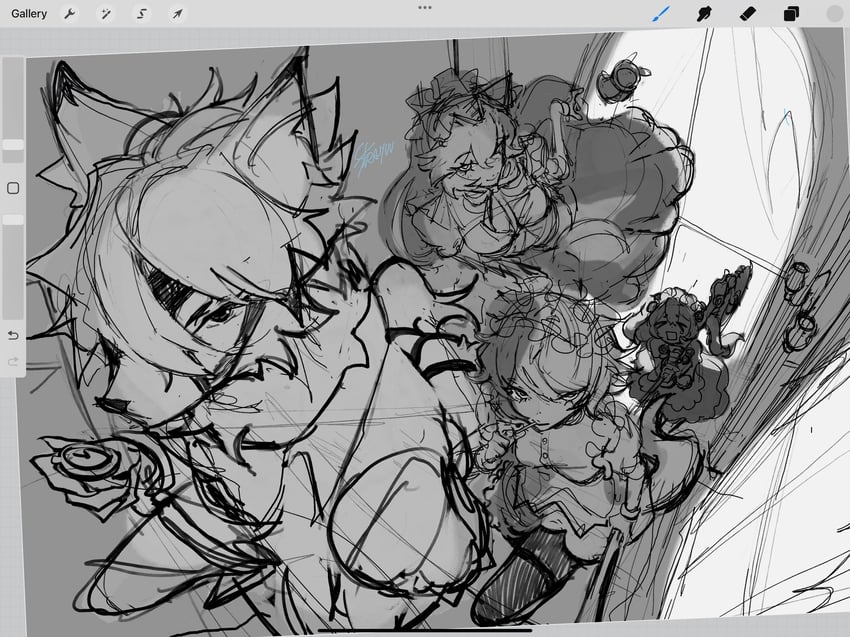 ellen joe, von lycaon, corin wickes, and alexandrina sebastiane (zenless zone zero) drawn by strayuu