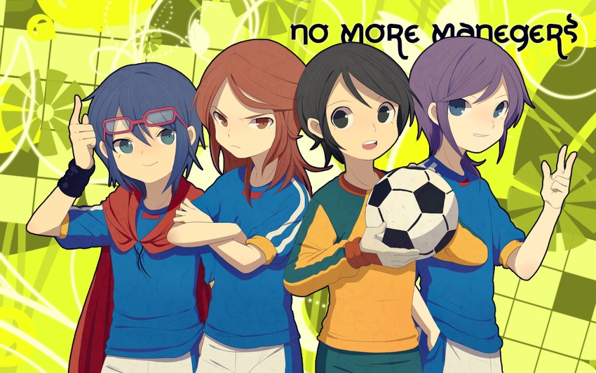 otonashi haruna, raimon natsumi, kudou fuyuka, and kino aki (inazuma eleven) drawn by laphy