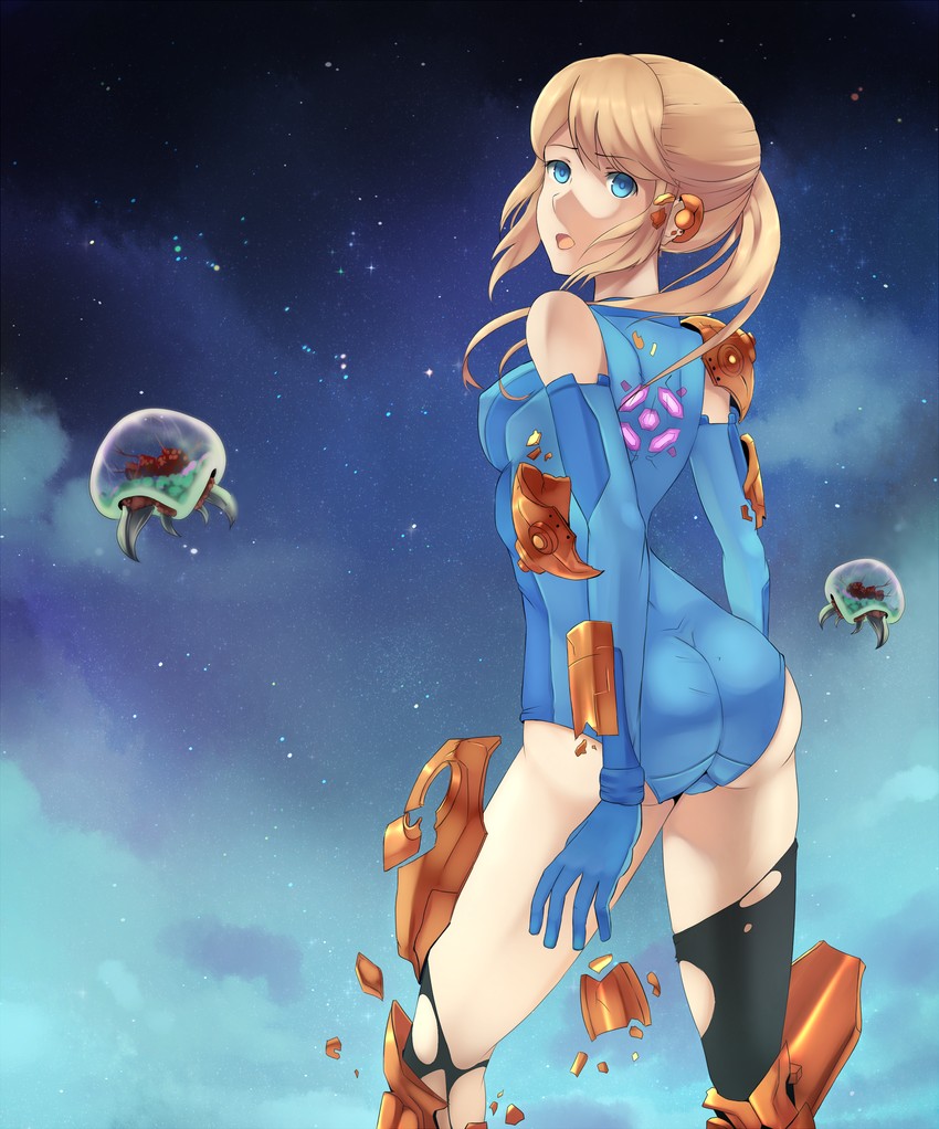 samus aran, metroid, and metroid larva (metroid) drawn by ragecndy