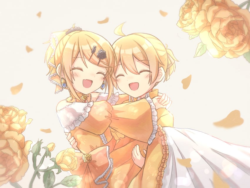 kagamine rin, kagamine len, riliane lucifen d'autriche, and allen avadonia (vocaloid and 2 more) drawn by aquamarinu