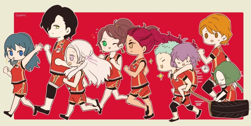 female byleth, edelgard von hresvelg, dorothea arnault, bernadetta von varley, petra macneary, and 4 more (fire emblem and 1 more) drawn by sasaki_(dkenpisss)