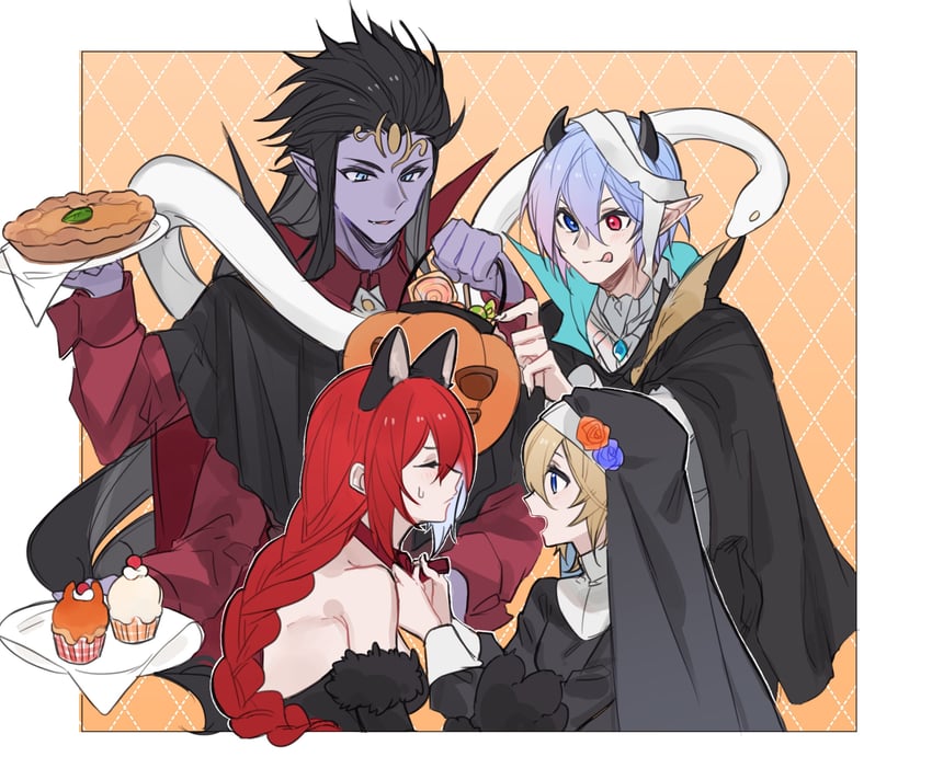 europa, godsworn alexiel, grimnir, and shiva (granblue fantasy) drawn by yakota_(usuk-yako)