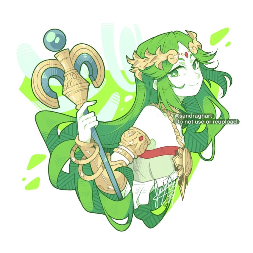 palutena (kid icarus and 1 more) drawn by sandragh