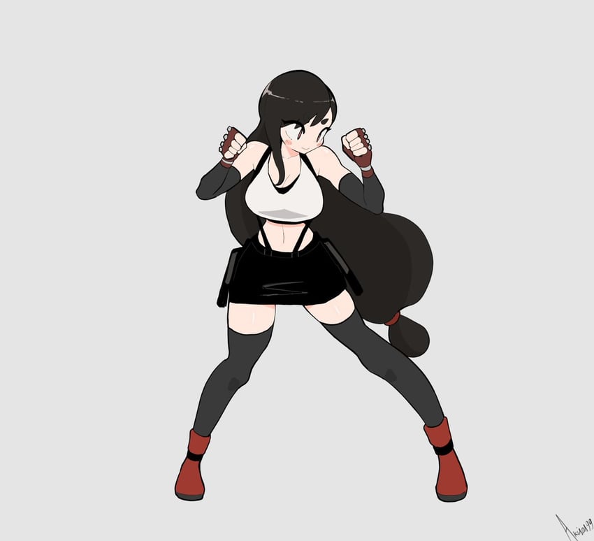 tifa lockhart (final fantasy and 2 more) drawn by akisas99