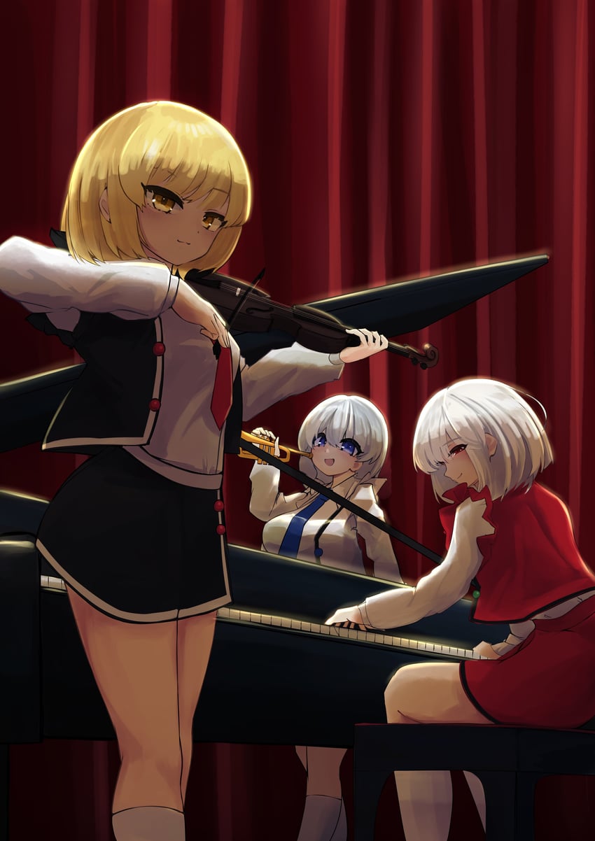 lunasa prismriver, merlin prismriver, and lyrica prismriver (touhou) drawn by shinonome_zakuro