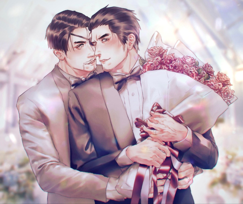kiryu kazuma and majima goro (ryuu ga gotoku) drawn by mogumogu_(563chan)