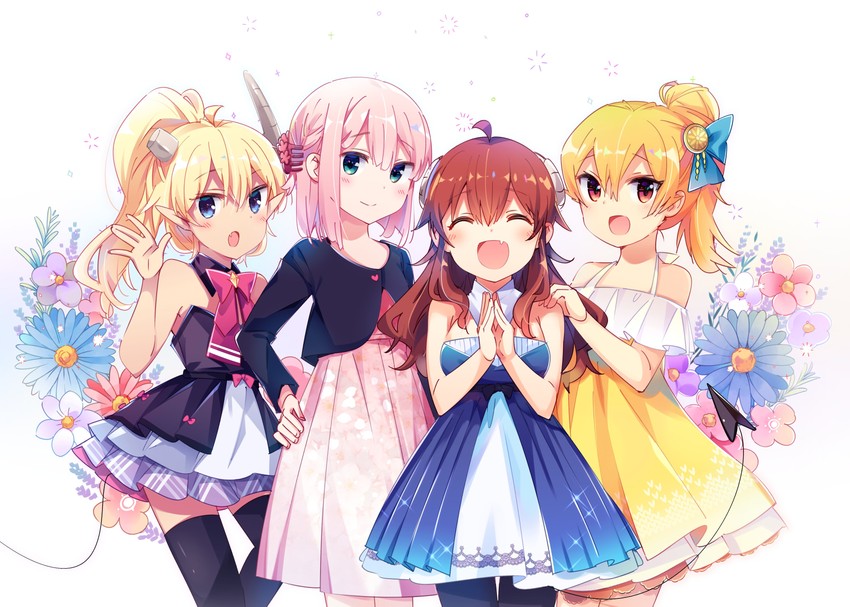 yoshida yuuko, chiyoda momo, lilith, and hinatsuki mikan (machikado mazoku) drawn by itou_izumo