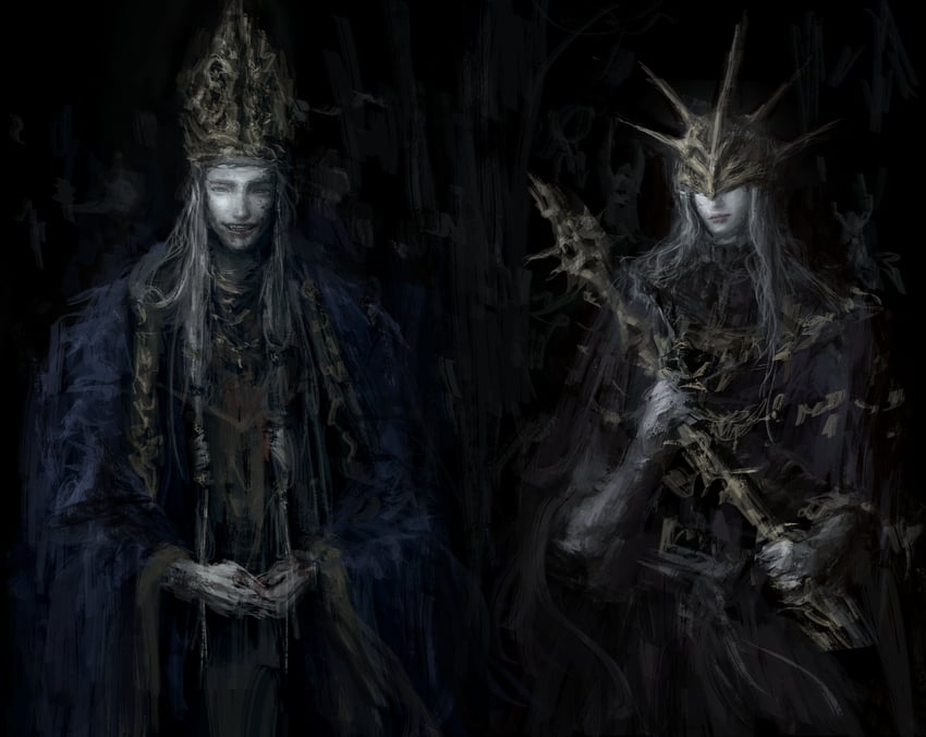 dark sun gwyndolin and aldrich devourer of gods (dark souls and 1 more) drawn by all_lee24