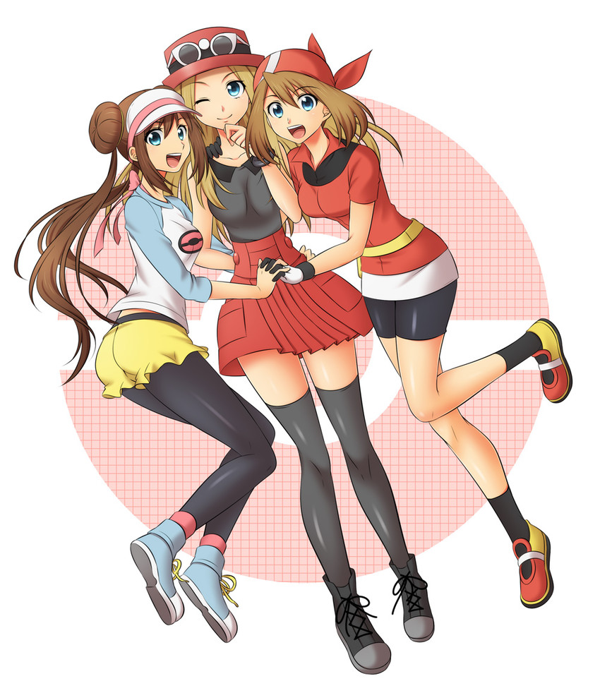 may, rosa, and serena (pokemon and 3 more) drawn by segawa-a