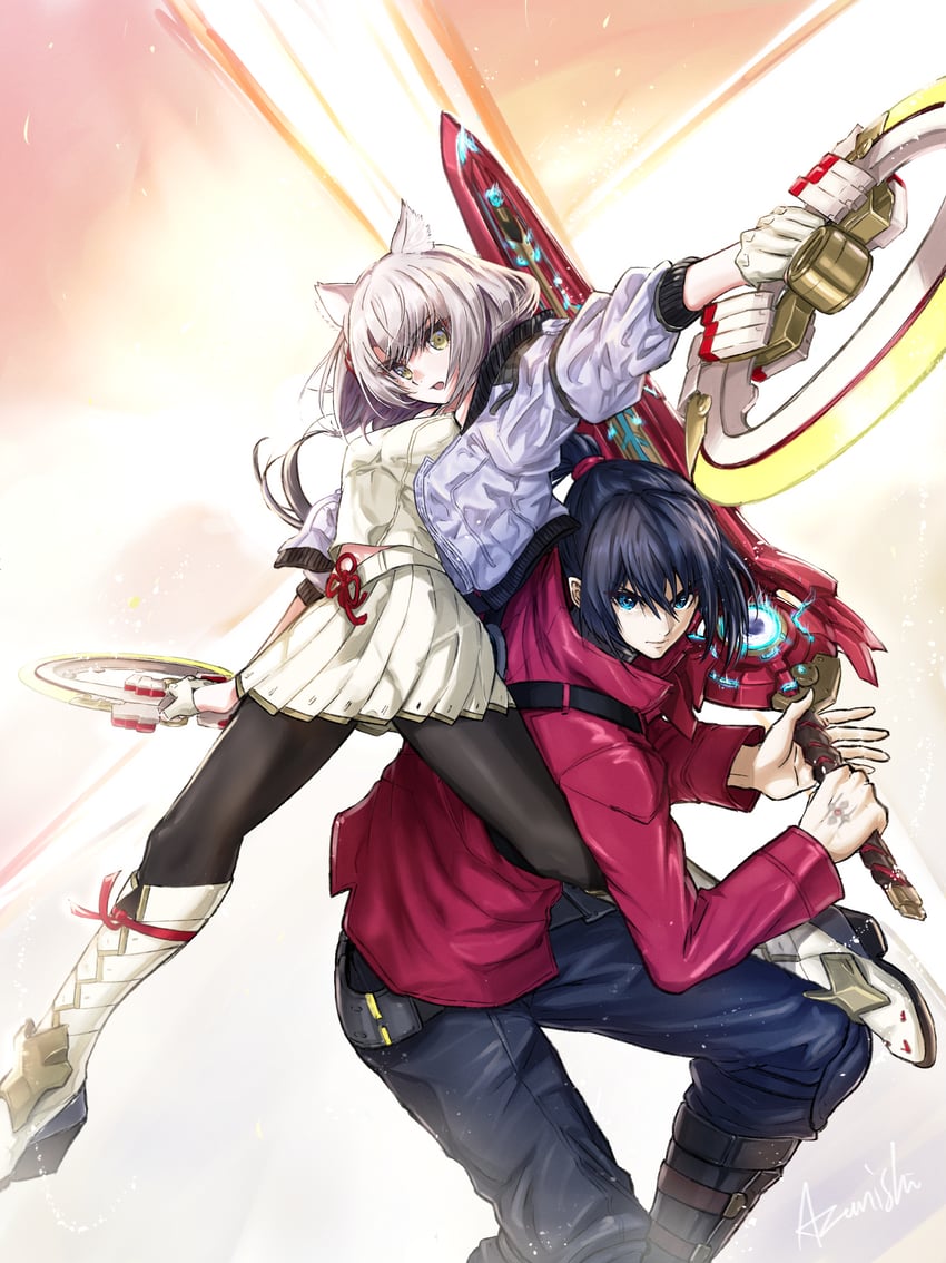 mio and noah (xenoblade chronicles and 1 more) drawn by rooru_kyaabetsu