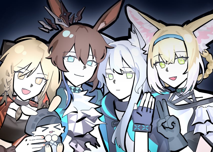 doctor, amiya, suzuran, rosmontis, and ifrit (arknights) drawn by wwfo_2