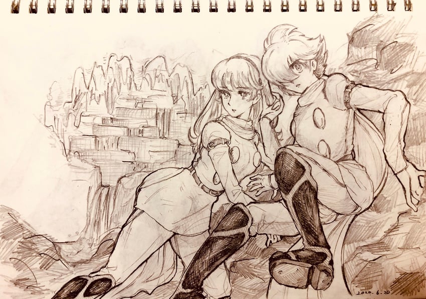 francoise arnoul and shimamura joe (cyborg 009) drawn by yanaka_6009