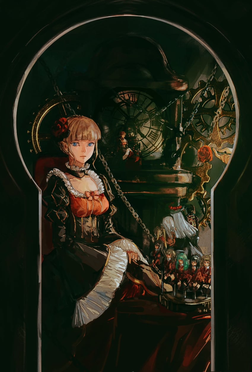 beatrice, virgilia, mammon, lucifer, asmodeus, and 5 more (umineko no naku koro ni) drawn by ashashio
