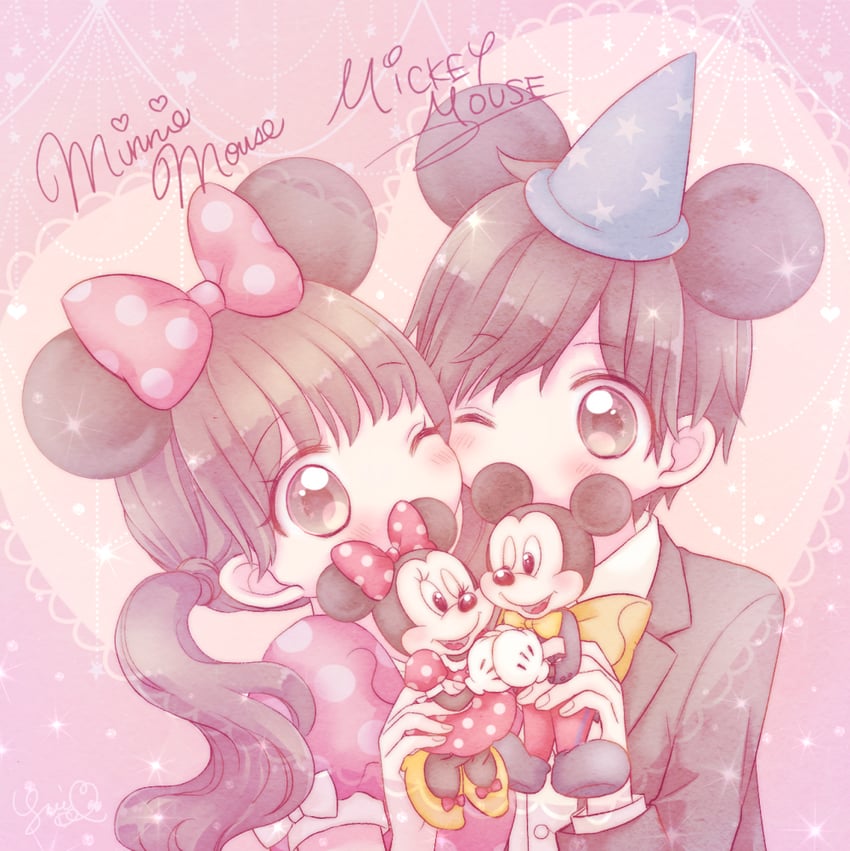 mickey mouse and minnie mouse (mickey mouse & friends) drawn by mind_08