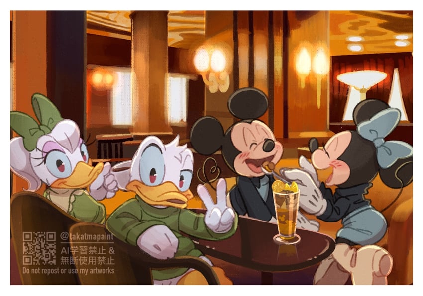 mickey mouse, minnie mouse, donald duck, and daisy duck (mickey mouse & friends and 1 more) drawn by takatmaorange