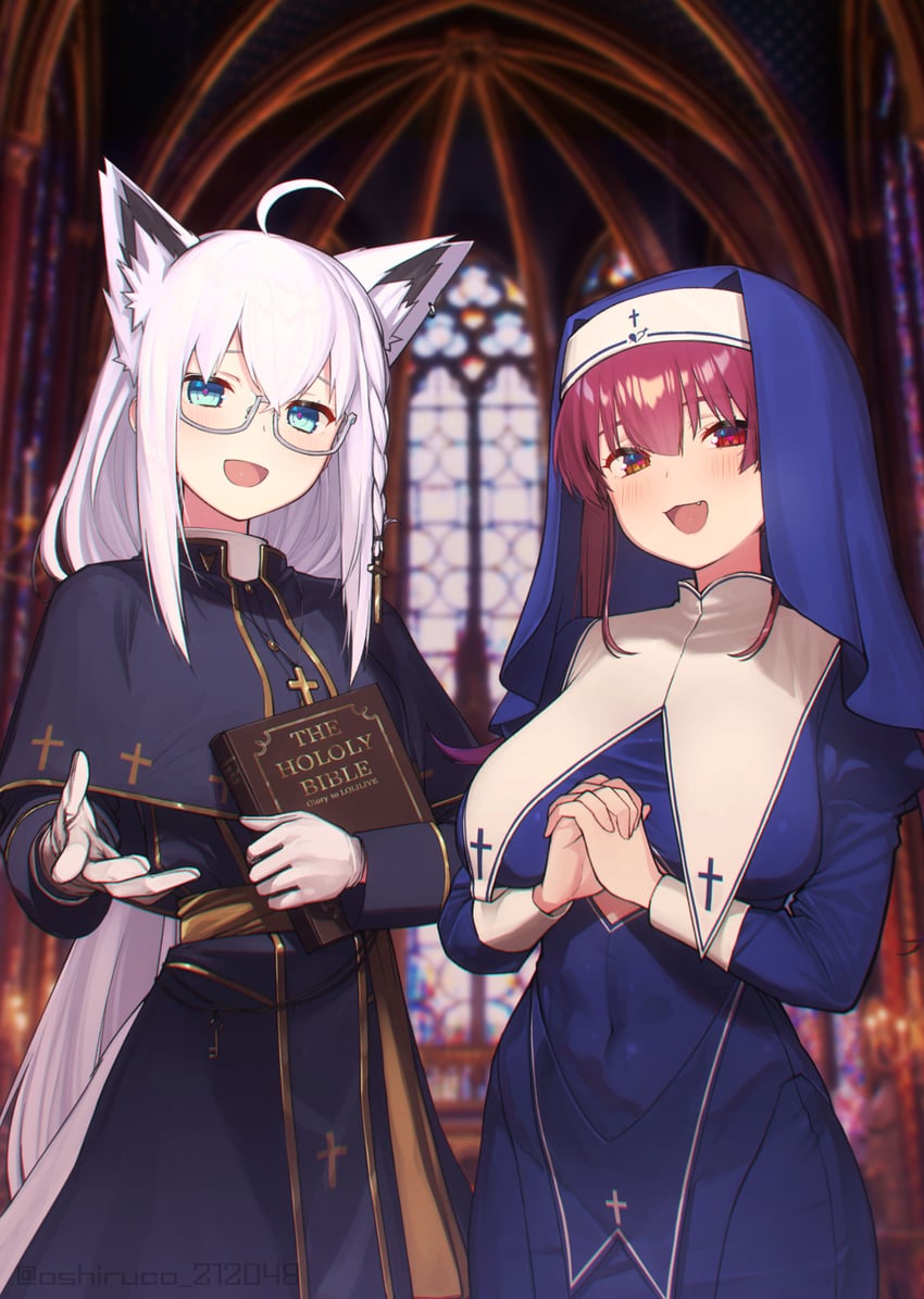 houshou marine and shirakami fubuki (hololive) drawn by oshiruko_(oshiruco_212048)