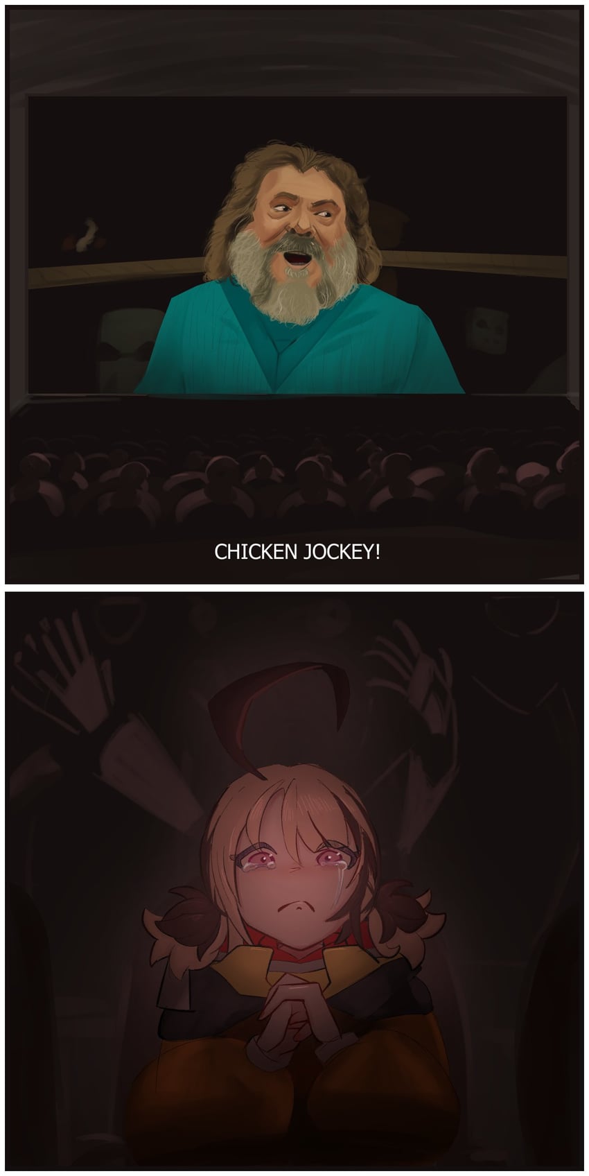 gigi murin, steve, jack black, and chicken jockey (hololive and 3 more) drawn by popintarts