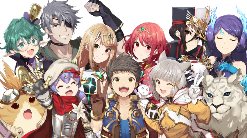 pyra, mythra, nia, rex, morag ladair, and 8 more (xenoblade chronicles and 2 more) drawn by yappen