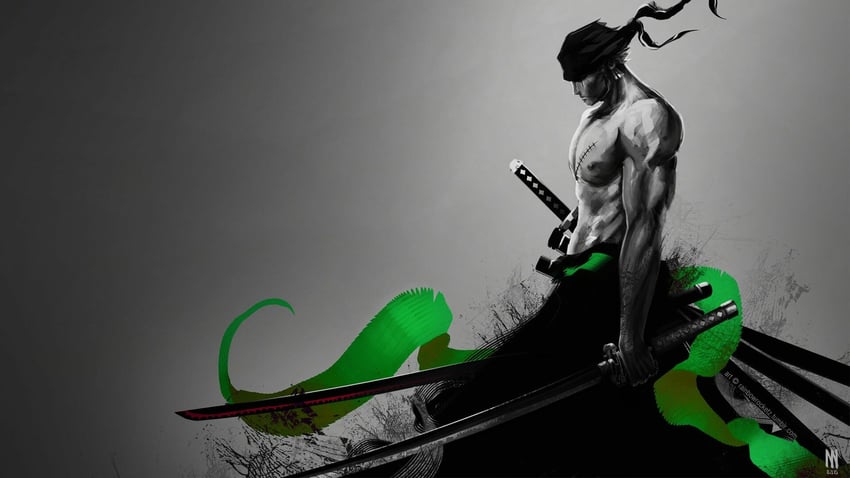 roronoa zoro (one piece) drawn by annika_walter