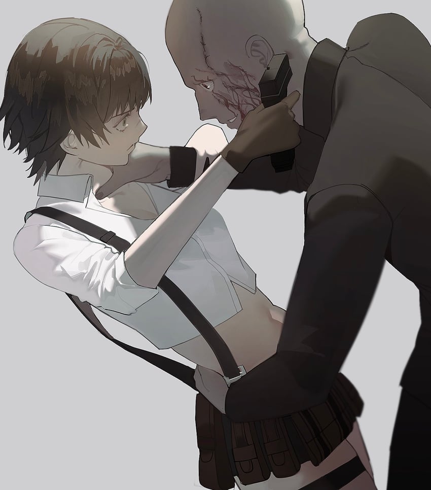lady and arkham (devil may cry and 1 more) drawn by mora_(moraippai)