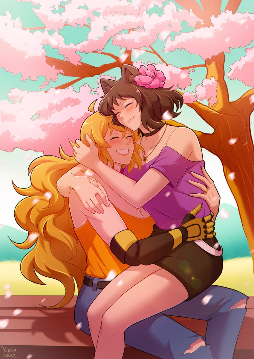 yang xiao long and blake belladonna (rwby) drawn by yellow_nicky