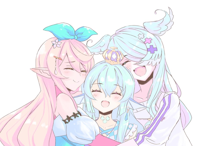 elira pendora, pomu rainpuff, and finana ryugu (nijisanji and 1 more) drawn by jeffraeson