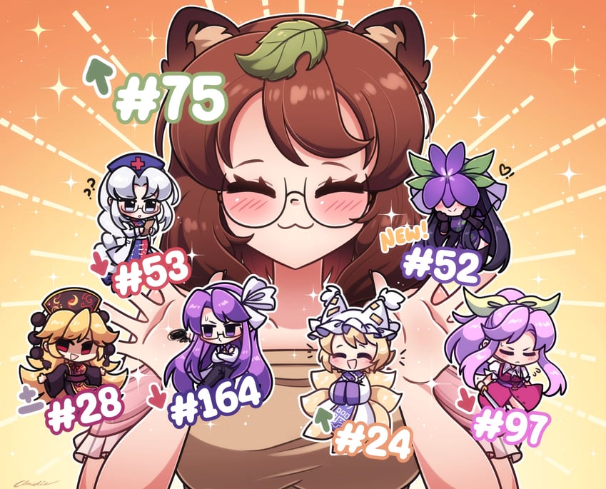 yakumo ran, yagokoro eirin, junko, futatsuiwa mamizou, watatsuki no yorihime, and 2 more (touhou) drawn by littlecloudie