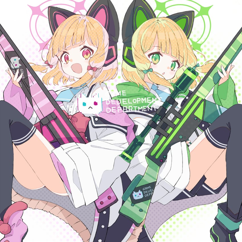 momoi and midori (blue archive) drawn by waguri-rate