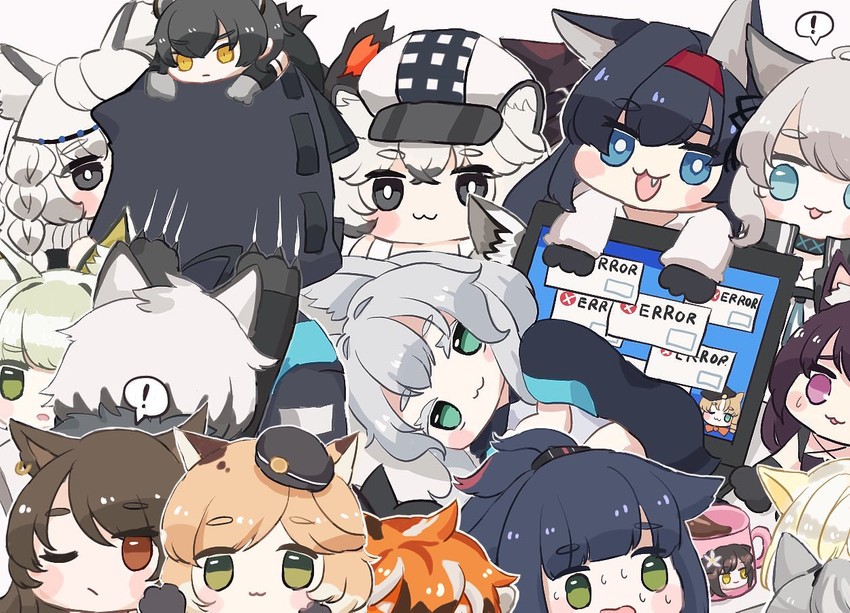 doctor, kal'tsit, schwarz, rosmontis, blaze, and 17 more (arknights) drawn by someyaya