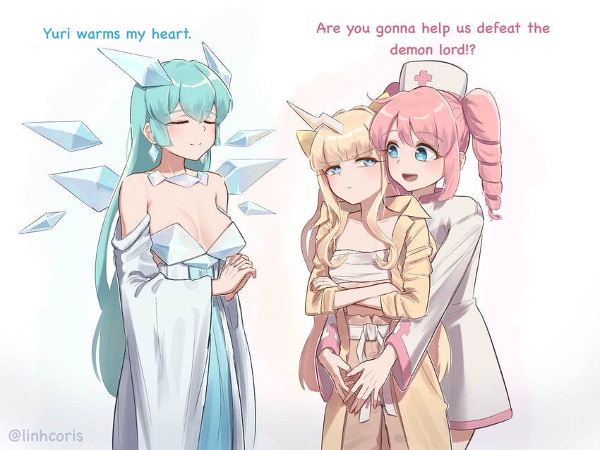 minakami sayo, magia azure, hanabishi haruka, tenkawa kaoruko, magia magenta, and 1 more (mahou shoujo ni akogarete) drawn by linhcoris